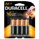 PILHA DURACELL ALCALINA PEQUENA AA C/ 4 UNIDADES