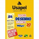 BLOCO PARA DESENHO A4 BRANCO 140G COM 20 FOLHAS USAPEL